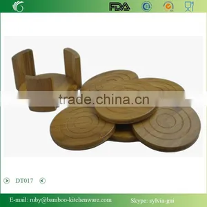 Sales Promotion Round Shape Bamboo Wooden MugTrivet Hot Pot Pan Insulation Mat Feature Gift thumbnail-3