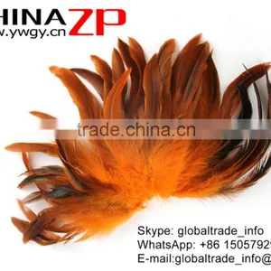 CHINAZP Wholesale Selected Prime Quality Cheap Dyed Orange Chicken Half Bronze Rooster Schlappen Feathers thumbnail-2