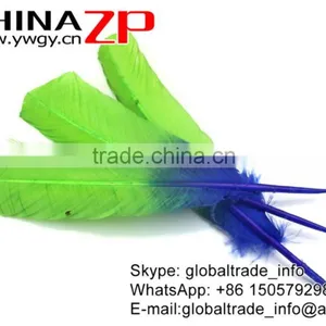 ZPDECOR Natural Feather Dyed Blue Green Ombre Bicolourable Turkey Feathers for Party Decoration thumbnail-2
