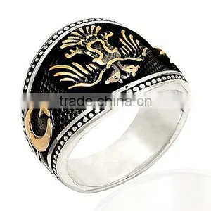 925K Sterling Silver Ottoman Empire Moonstar Men Ring thumbnail-1