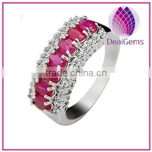 925 Sterling Silver and Ruby Jewelry Ring for Wedding Party Women thumbnail-1