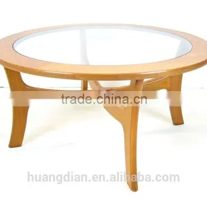 Modern Living Room Table Furniture Glass Top Wood Coffee Table thumbnail-1