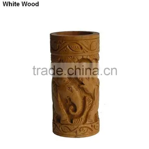 Wooden Carved Candle Stick Holder thumbnail-1