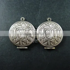 27mm Vintage Style Antiqued Silver Flower Photo Locket Pendant Charm DIY Supplies 1113026 thumbnail-1
