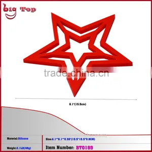 BT0189 Wholesale Silicone Star Shapes Heat Resistant Table Mat Silicone Trivet Pot Holder Silicone Cup Mat thumbnail-1