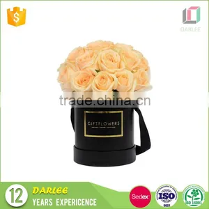 Professional OEM Christmas Gift Paperboard Luxury Round Custom Florist Hat Boxes With Ribbon Handle thumbnail-1
