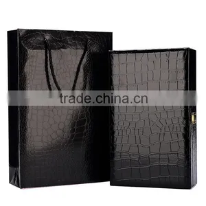 Chinese Factories Wholesale Custom High-grade PU Leather Gift Box, Black Crocodile Grain Packing Box thumbnail-1