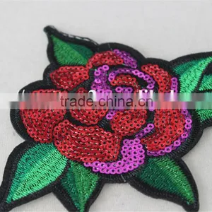 Good Looking 12*13cm Sexy Red Flower Pattern Diamond Patch Sequin Embroidery Applique for Dancer thumbnail-3