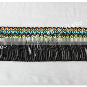 Hot Selling 6.5cm Width Polyester Ethnic Chainette Fringe for Garment/bags thumbnail-2