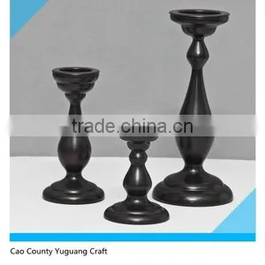 Home Decoration White and Black 3 Set of Wooden Candle Holder thumbnail-4