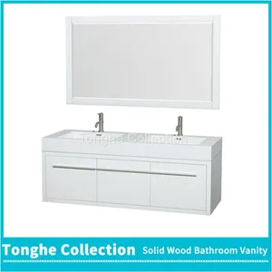 60'' Modern Double Sink Bathroom Vanity Combo White Finish thumbnail-1