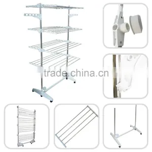 Clothes Airer - 4 Tier Foldable Laundry Drying Clothes Rack Stainless Steel thumbnail-4