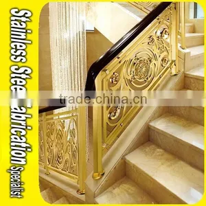 Interior Prefab Art Handrail Aluminum Gold Color Stair Handrail thumbnail-1