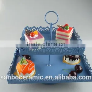 Rectangle Shape, 2 Tier Cup Cake Stand, Metal Cake Plate Color Box Packing for Wedding thumbnail-4