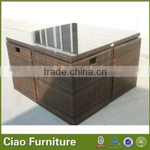 Outdoor Space Saving Rattan Dining Table Set for Wholesale thumbnail-2
