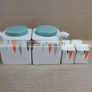 Rectangle Ceramic Kitchen Oil Olive Vinegar Bottle Salt Pepper Set thumbnail-1