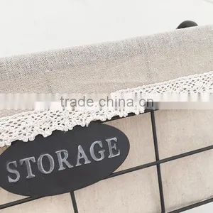 Black Rustic Wire Basket With Liner for Storage thumbnail-3