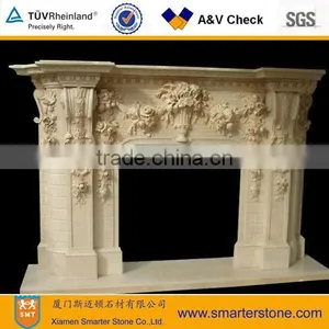 Beige Marble Electric Fireplace Frame thumbnail-1
