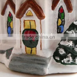 Ceramic Christmas Village, Lighted Church thumbnail-3