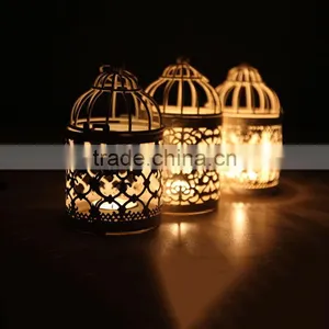2016 Popular Metal Hollow Out Candle Holder White Metal Lantern Christmas Home Decoration Candlestick Hollow Candle Holders thumbnail-1