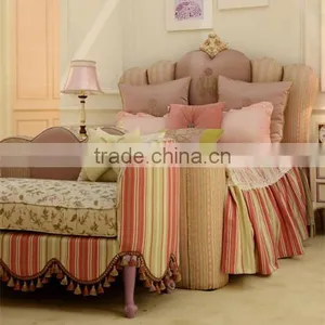 European Style Classic Design Kids Princess Imperial Crown Cloth Art Bed in Handmade Wooden Carved Design - BF07-70355 thumbnail-1
