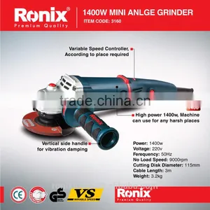 RONIX HIGH QUALITY ANGLE GRINDER 115MM-1400W MODEL 3160 thumbnail-1