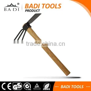 High Carbon Steel 3 Prong Garden Farming Digging Hoe thumbnail-1