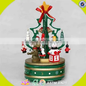Wholesale Baby Wooden Rotating Music Box Christmas Kids Wooden Rotating Music Box Wood Rotating Music Box W07B007C thumbnail-2