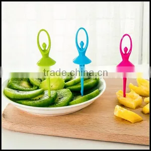 Eco-friendly Creative Cute Design Dancing Girl Shape ABS Plastic Fruit Fork Set 6PCS Dessert Fork Set 6PCS Wholesale thumbnail-2