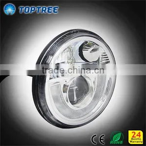 7" Round LED High/Low Beam Headlight 12V With Adjustable Mount thumbnail-1