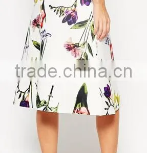 Midi Skirt In Taffeta Fabric With Botanical Floral Print thumbnail-2