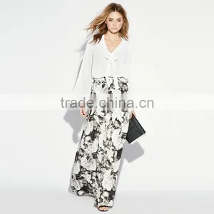 MGOO Latest Design Fashion Maxi Skrits For Women With White Floral Block Print A Line Floor Length 15146A121 thumbnail-2