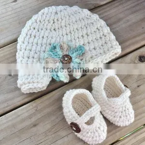 Hot Sale Autumn Winter Baby Toddler Crochet Wool Shoes Set Cute Style Infant Hand Knit Shoes thumbnail-2