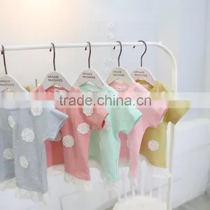 Girls Flowers Short - Sleeved All-match Kids Tshirts Cotton Children O-collar T - Shirt thumbnail-2