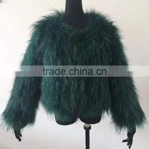 Myfur Luxury Khaki Green Hot Sale Real Raccoon Fur Jackets thumbnail-6