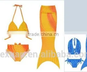 2017 Sexy Swimwear Custom Girl's 3pcs Mermaid Tail Rainbow Princess Bikini Children Bathing Suit Child Cute Swimsuit Kids thumbnail-3