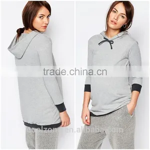 Relaxed Fit Long Sleeve Longline Hoodie Sweatshirt for Maternity 2016 thumbnail-1