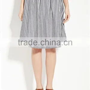 Hot Selling Pleated Waist Contemporary Stripe Lady Skirt Women a Line Skirt 2016 thumbnail-5