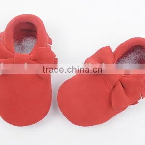 Classic Design 100% Suede Baby Moccasins With Bow, Bow Moccains for Baby thumbnail-5