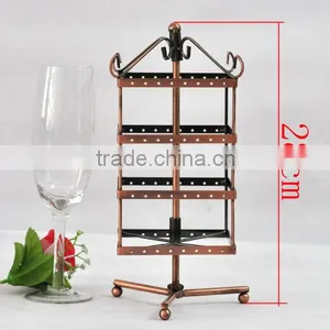 128 Holes Jewelry Display, Earring &dangle Bead, Square Revolving, Alloy, Copper Tone, 28x14x14cm.1pc,Fashion thumbnail-1