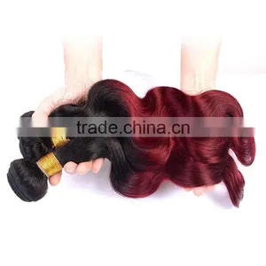 Wholesale Cheap Ombre Peruvian Hair Weave Bundle Burgundy 1B 99J Peruvian Body Wave Red Ombre Hair Extension thumbnail-1