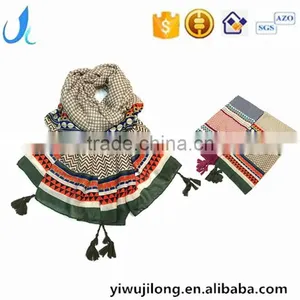 Hot Sale Summer Spring Printed Scarf With Tassel Women Fashion Shawl thumbnail-1