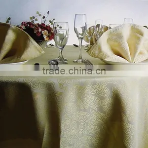 Wholesale Table Linens Polyester Jacquard Round TableCloths Damask Table Covers thumbnail-1