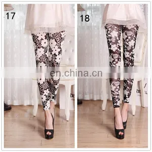 New Arrival Women 3D Digital Printing Flower Grenadine Leggings 18 Colors Wholesale thumbnail-3