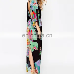 Top Sell High Quality Floral Printed Kaftan Dress thumbnail-5