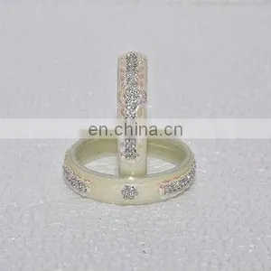 Beautiful White Crystal Studded Glass Bangles thumbnail-1