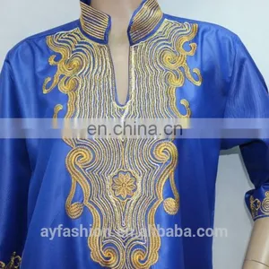 New Brocade Dashiki African Bazin Riche Embroidery Design Dress thumbnail-5