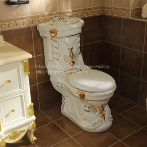 Popular Golden Ceramic American Luxury Toilet thumbnail-1