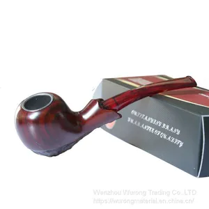 150mm Length Wooden Resin Short Tobacco Pipe With Red Hammer Bend Carving Head for Smoking thumbnail-4