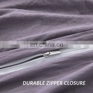 Naturelife Washed Duvet Cover Set 90x90 Full Queen Size With Zipper Closure Ultra Soft Hypoallergenic Comforter Cover Sets 3pcs thumbnail-7